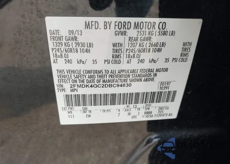 2013 Ford Edge Se from USA, damaged, VIN 2FMDK4GC2DBC94830